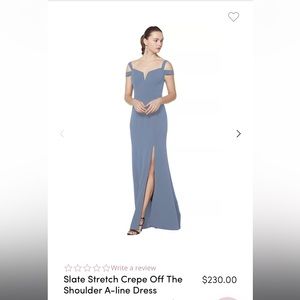 Bill Levkoff - Slate Blue - crepe off the shoulder A-line dress